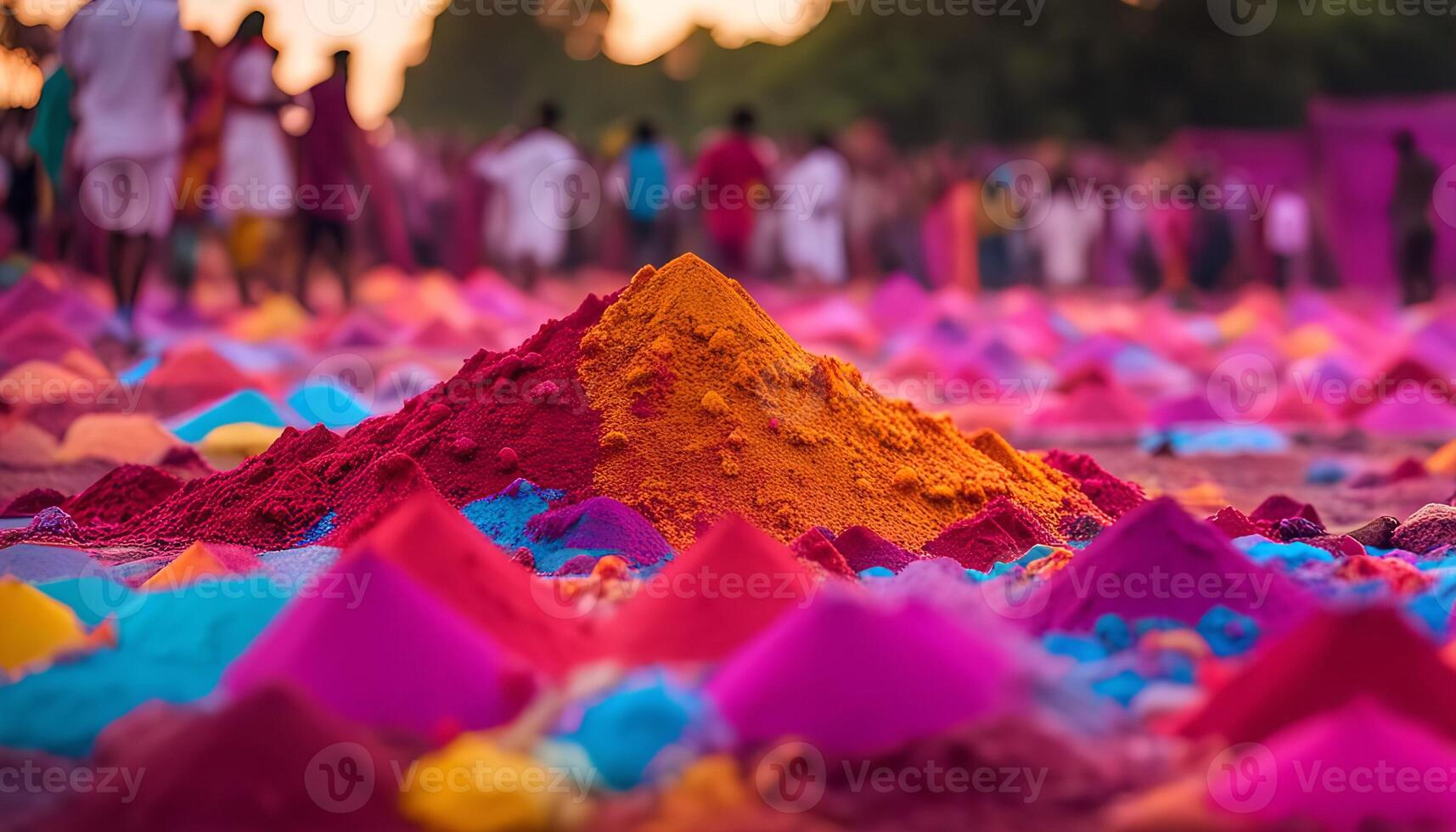 Colorful Powder Piles at an Indian Festival photo
