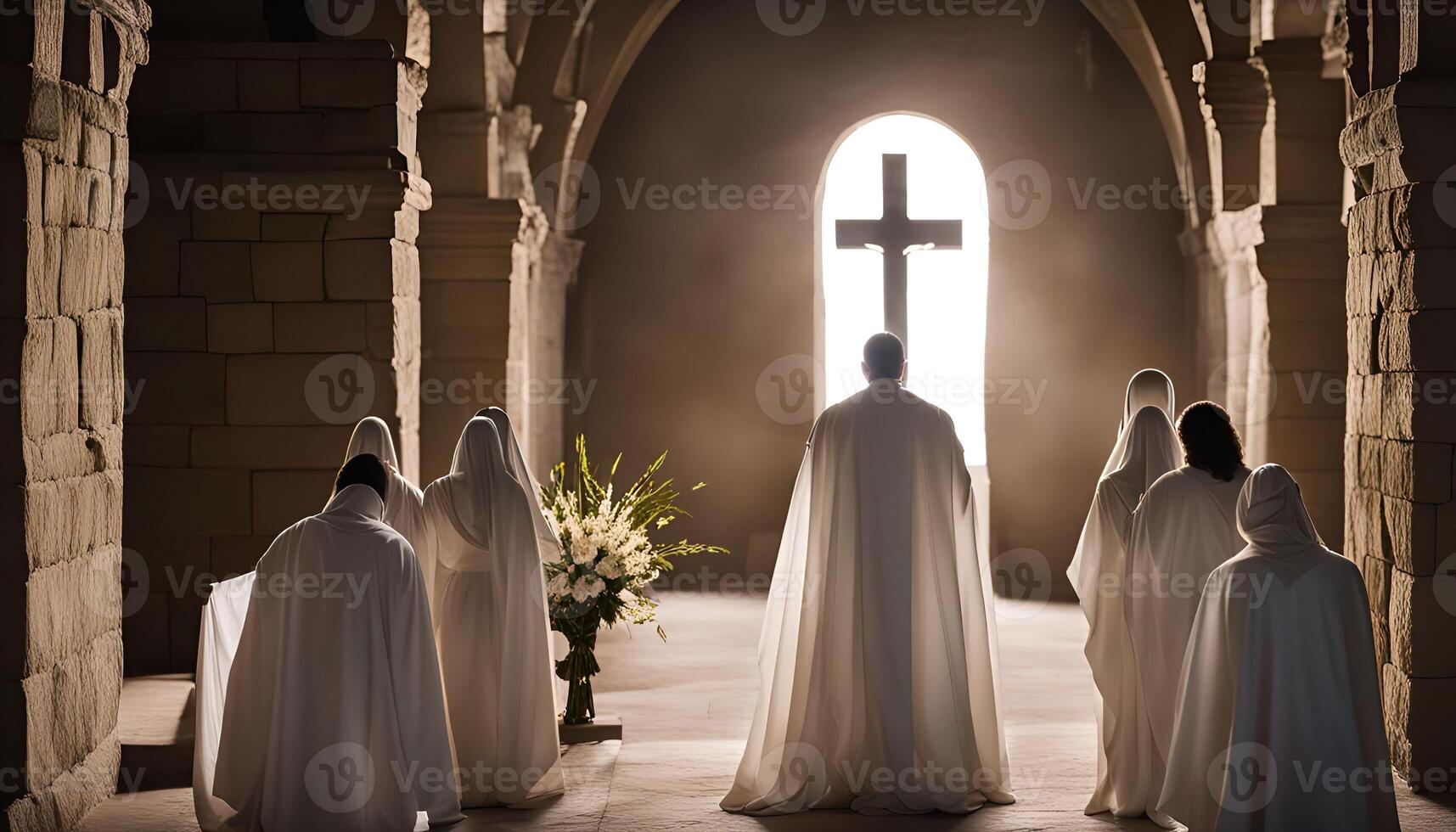 Monks in a Cathedral photo