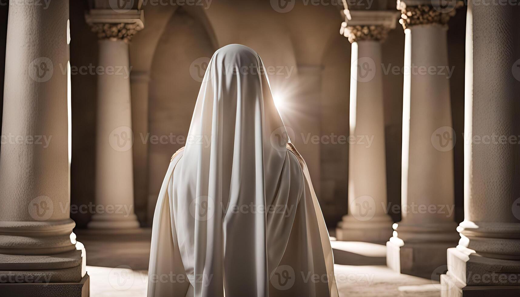 A Nun in a Church Hallway photo