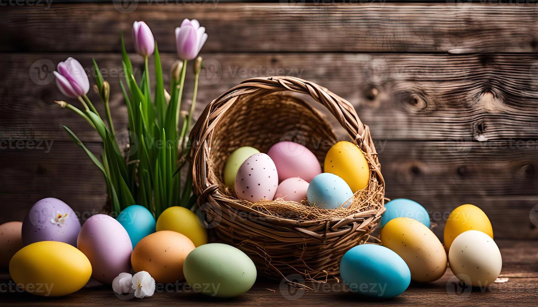Easter Eggs in a Basket photo