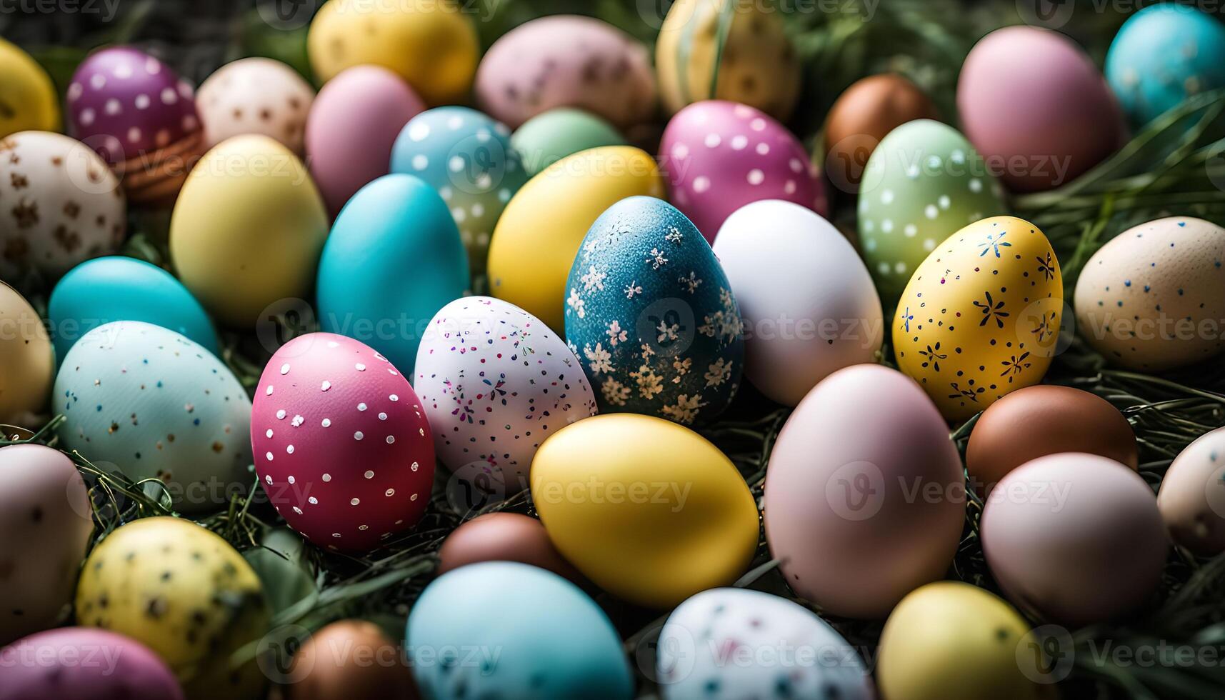Easter Eggs Celebration A Colorful Array of Decorated Eggs photo