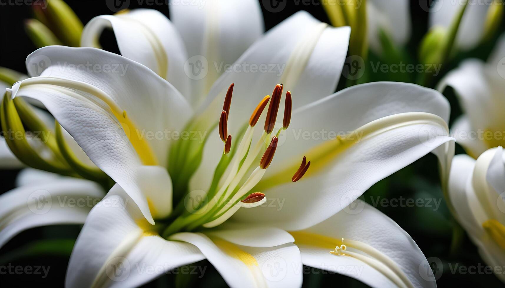 Close-up of a White Lily Flower photo
