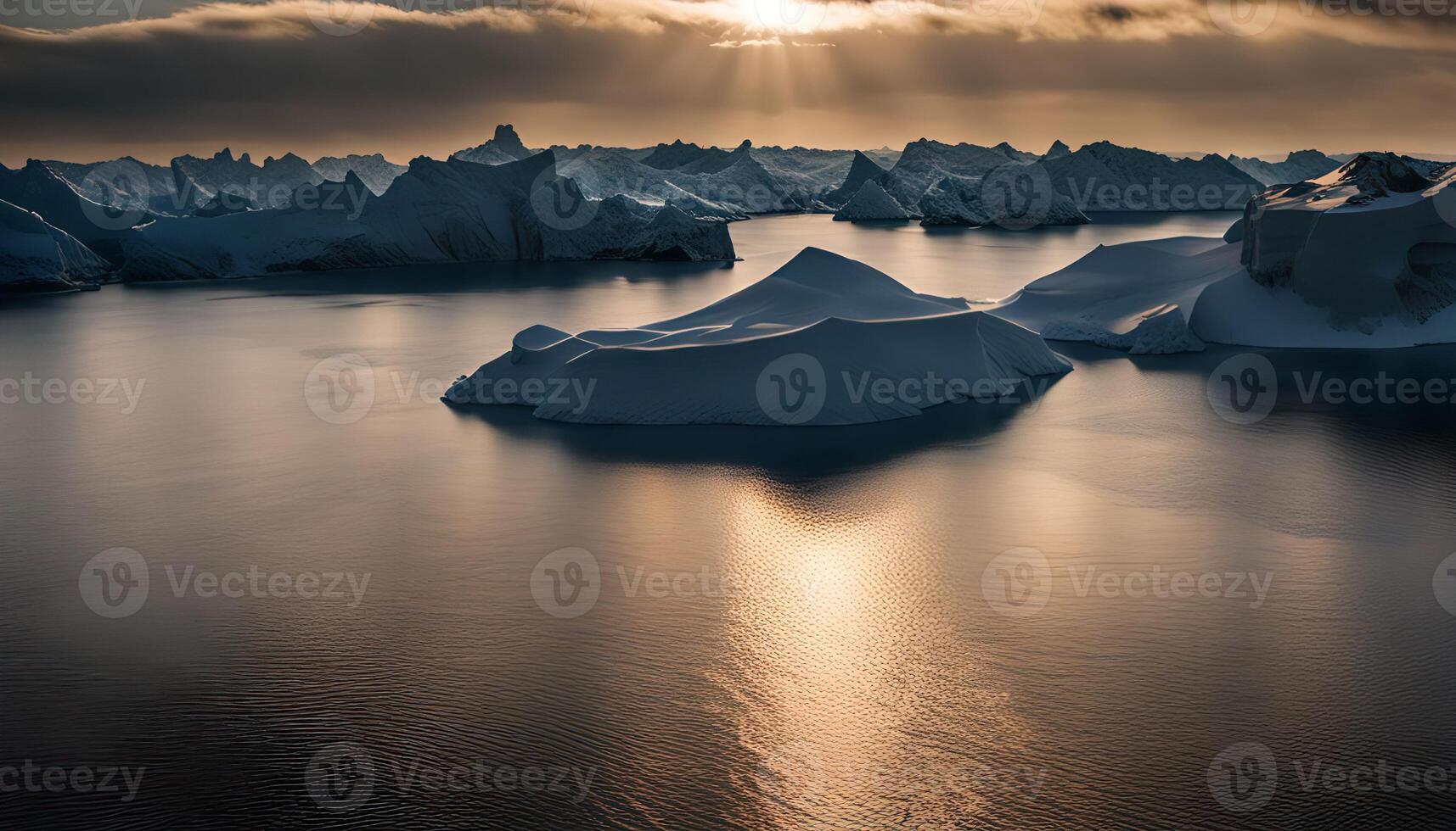 Arctic Sunset with Icebergs photo
