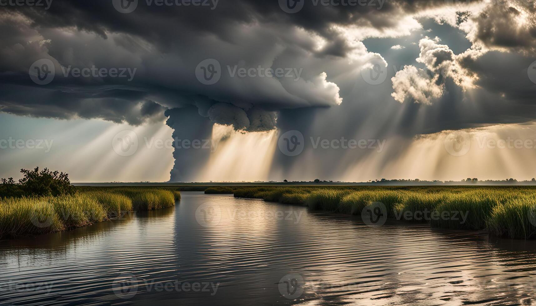 Dramatic Sky Over a Serene River photo