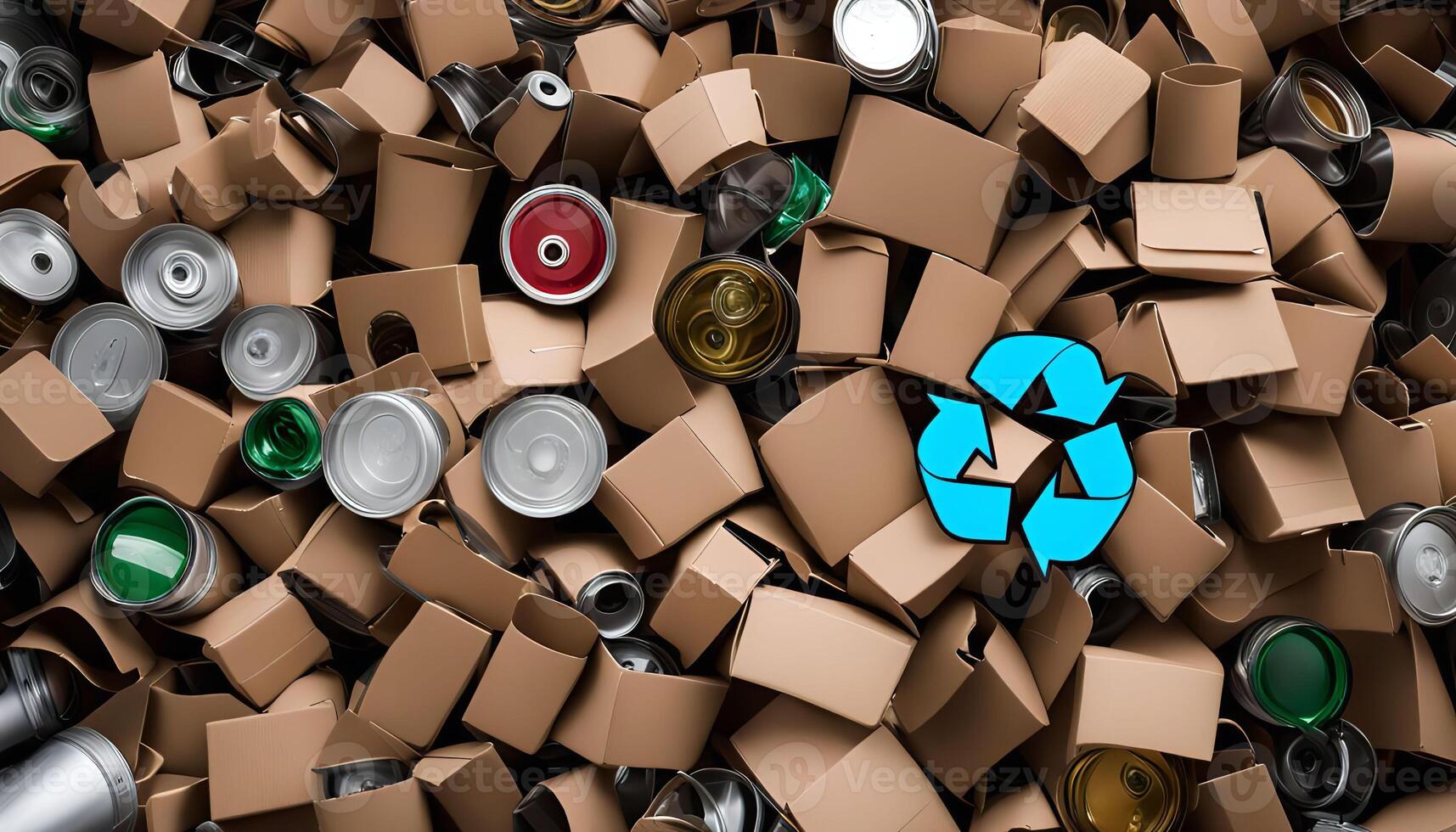 Recycling Symbol in a Mountain of Waste photo