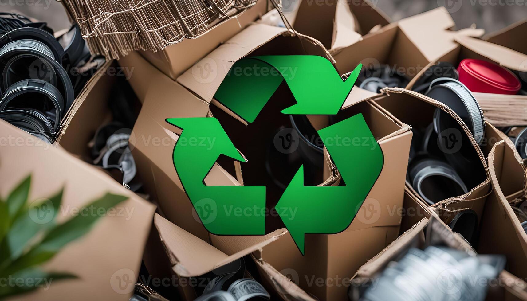 Recycle Symbol on Cardboard Boxes photo