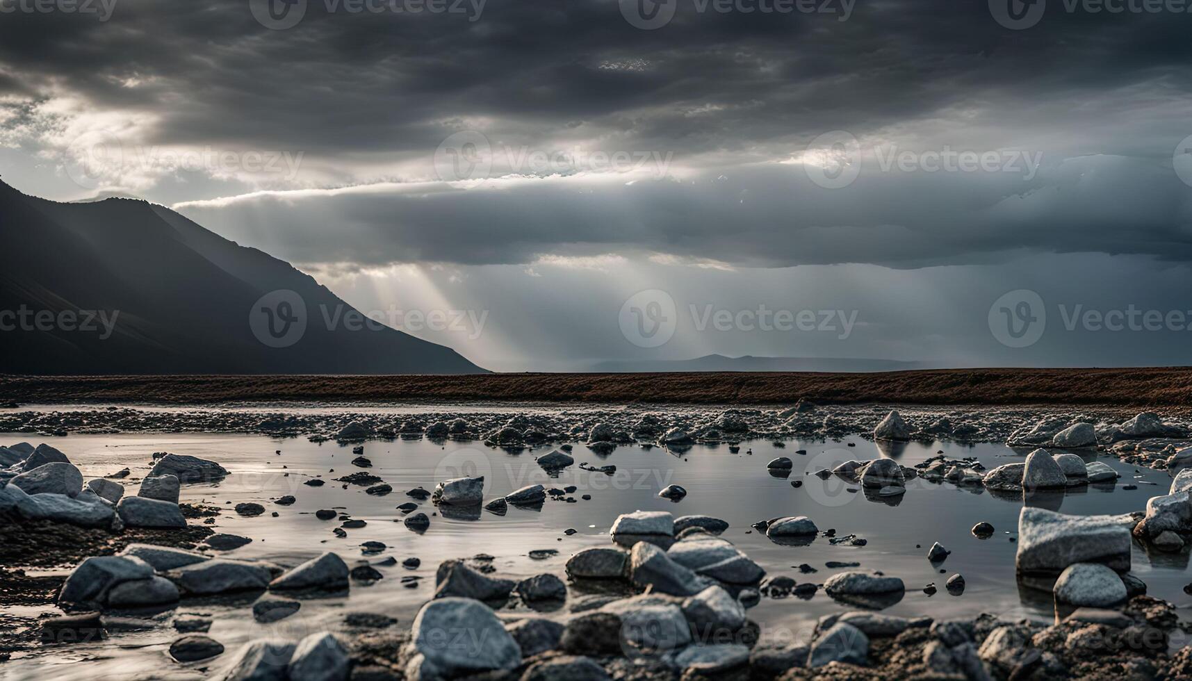 Sunbeams on a Mountain Lake photo