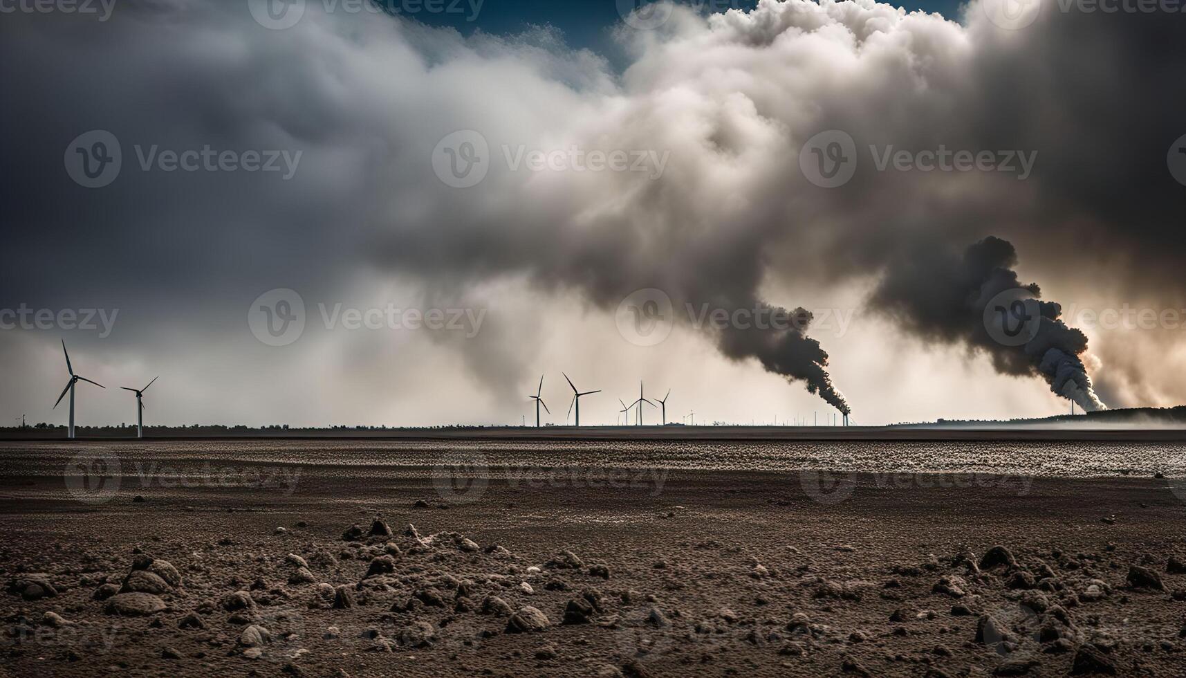 Wind Turbines and Smoke in the Sky photo