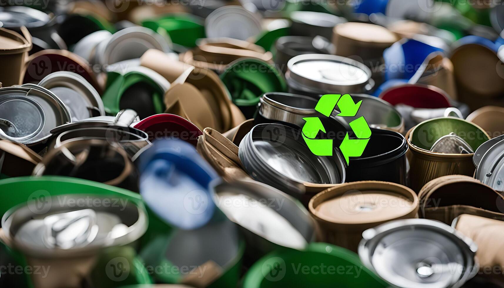 Recycle Symbol on a Heap of Used Containers photo