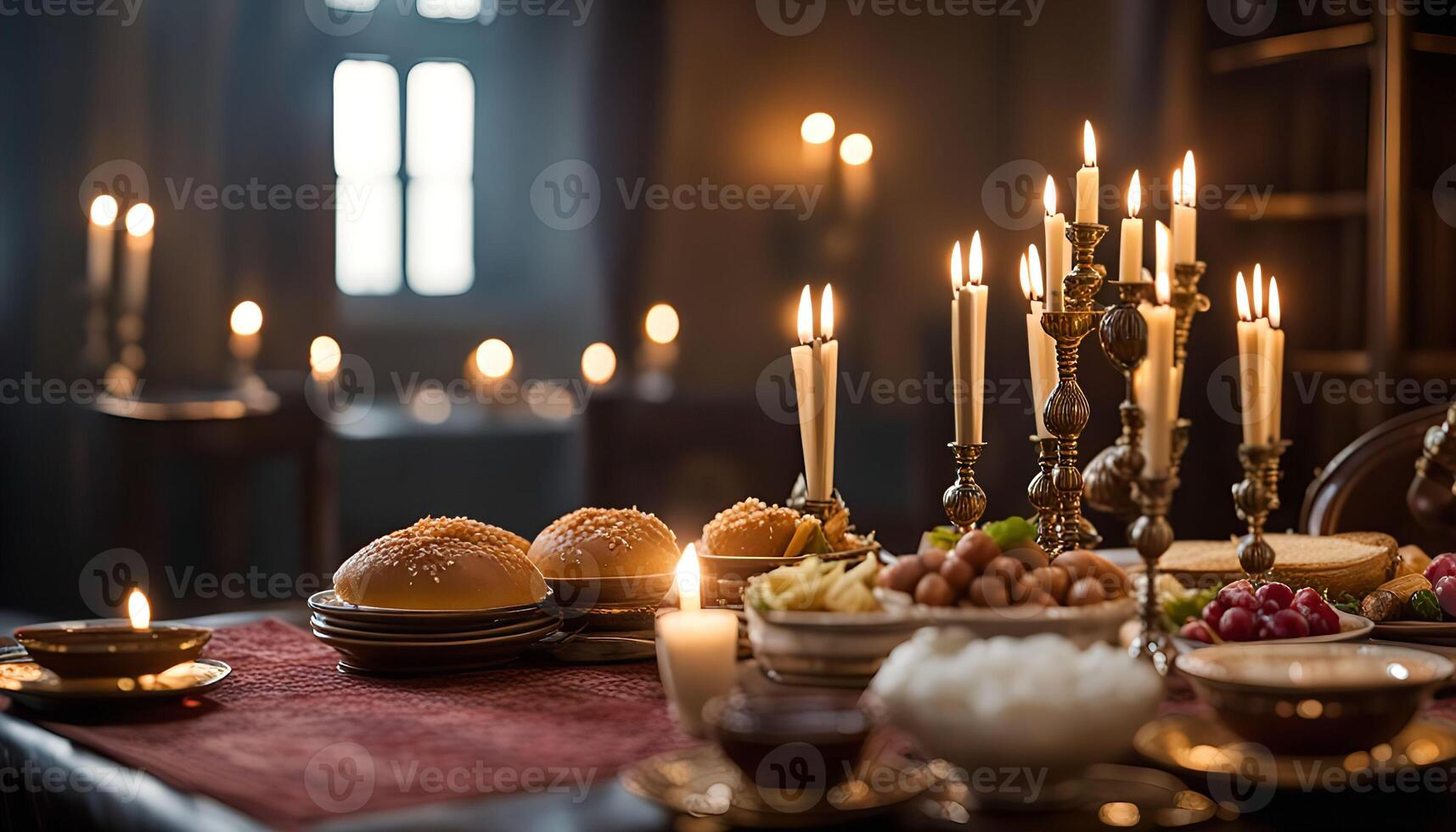 Candlelit Feast in a Historic Setting photo