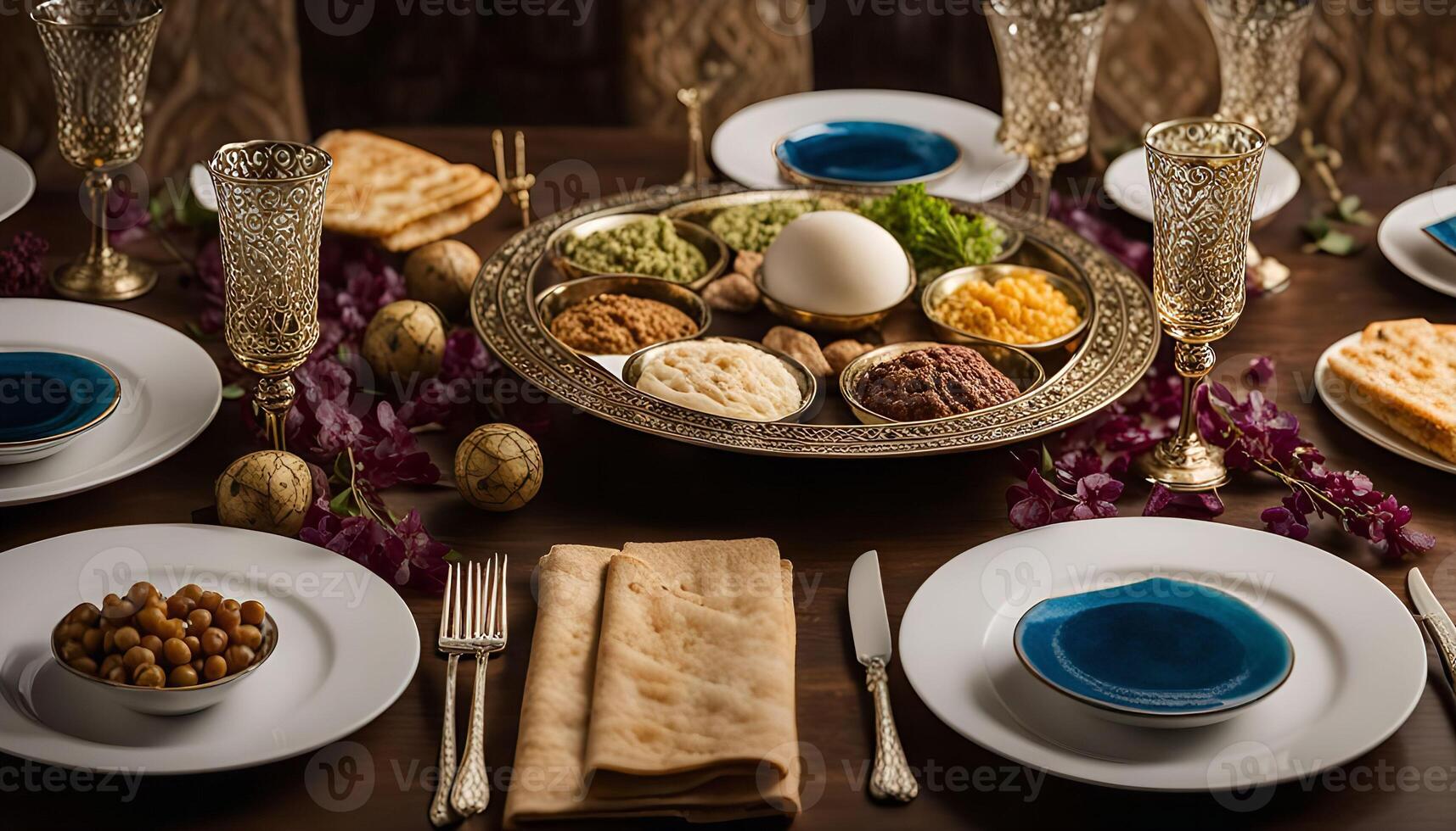 A Festive Table Setting with Traditional Dishes photo
