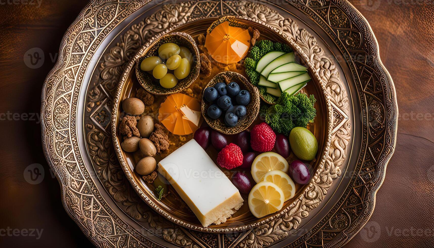 Gourmet Food Platter on an Ornate Tray photo