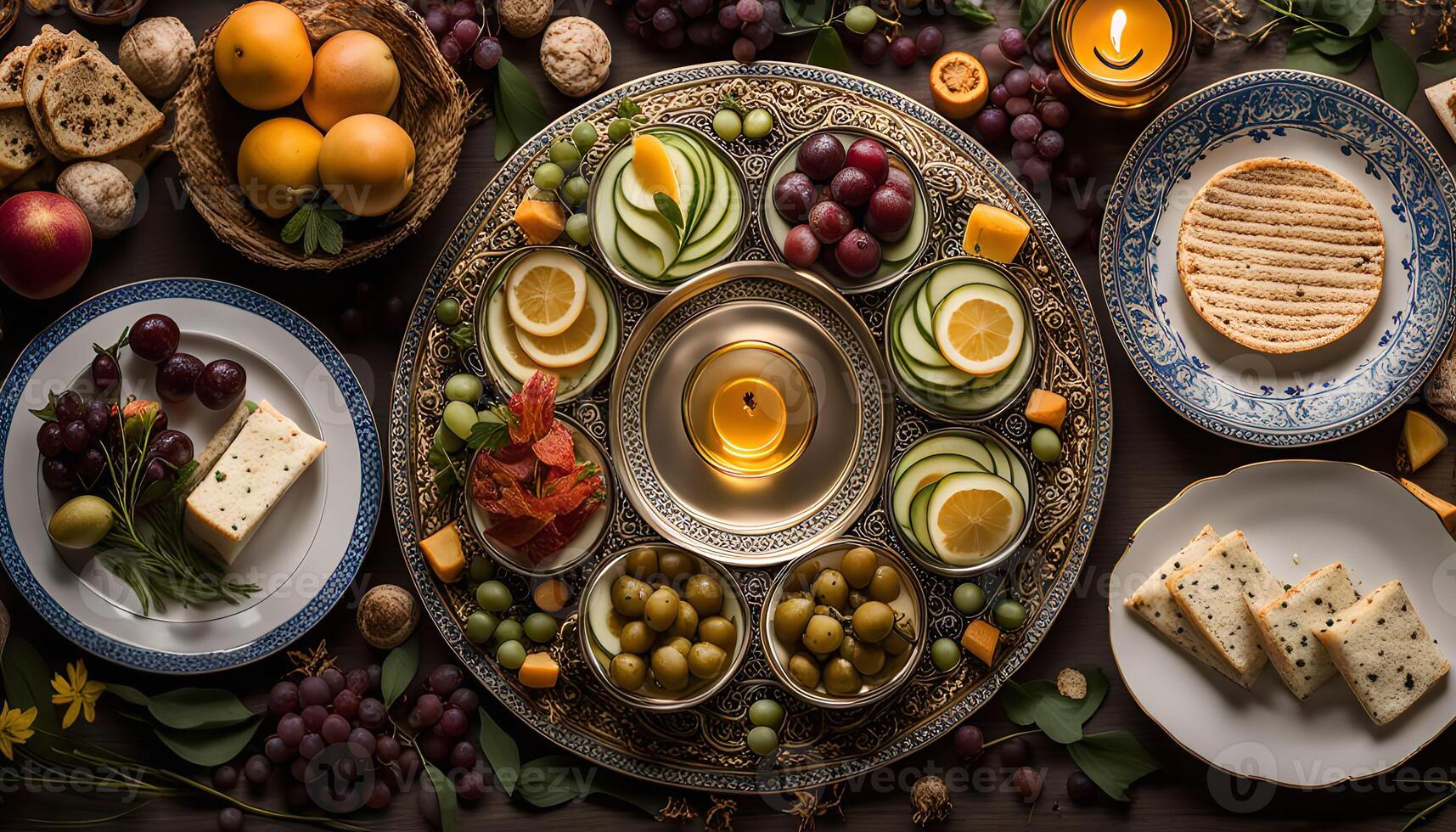 Gourmet Food Arrangement on an Ornate Tray photo