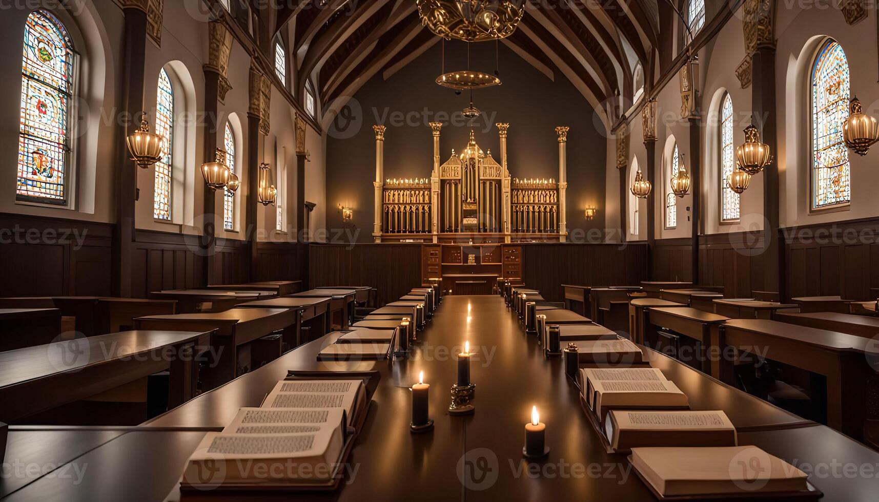 A Long Table in a Church photo