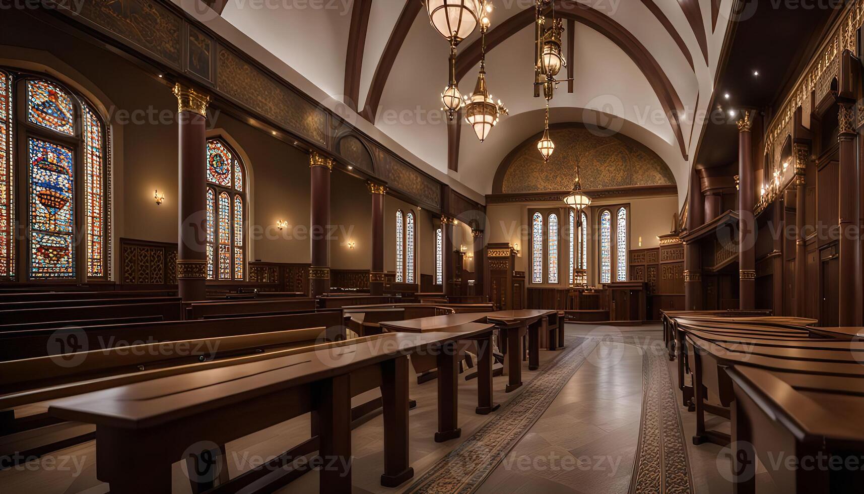Interior of a Traditional Wooden Church photo