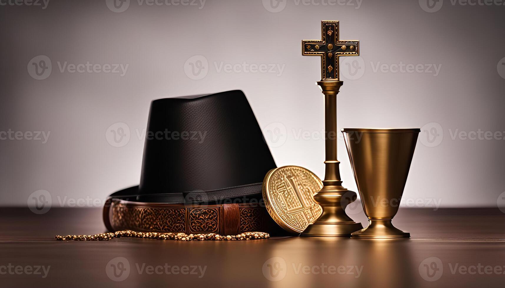 Religious Still Life with Hat and Chalice photo