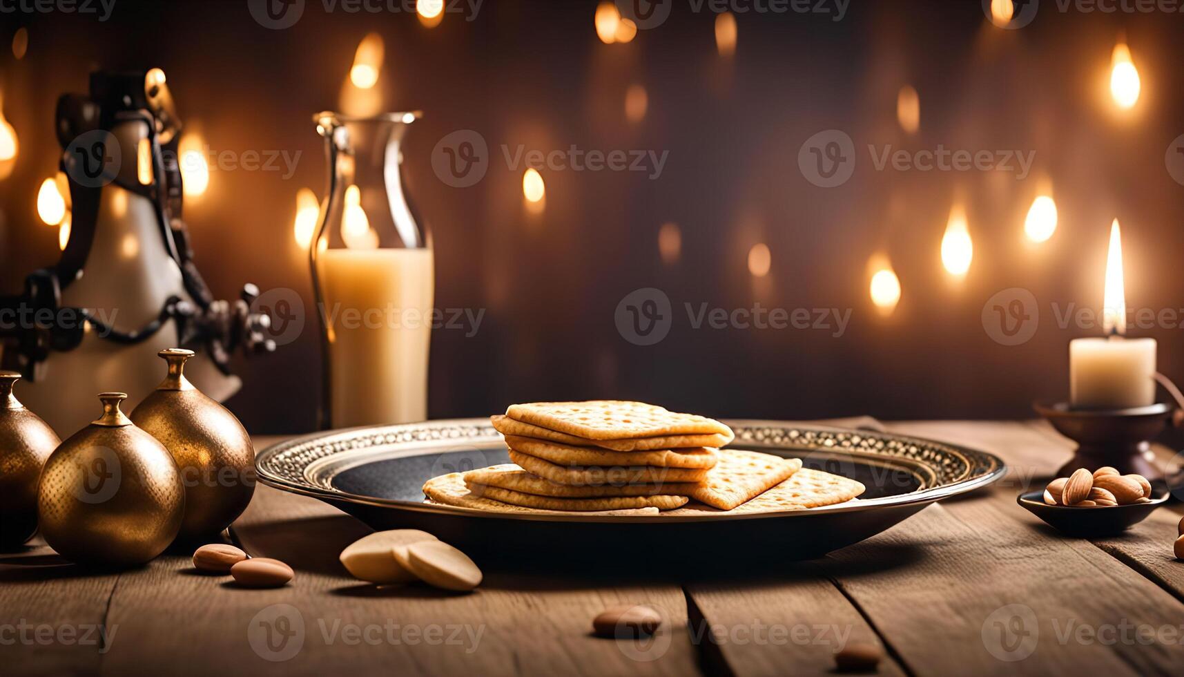 Still Life with Matzah and Candles photo