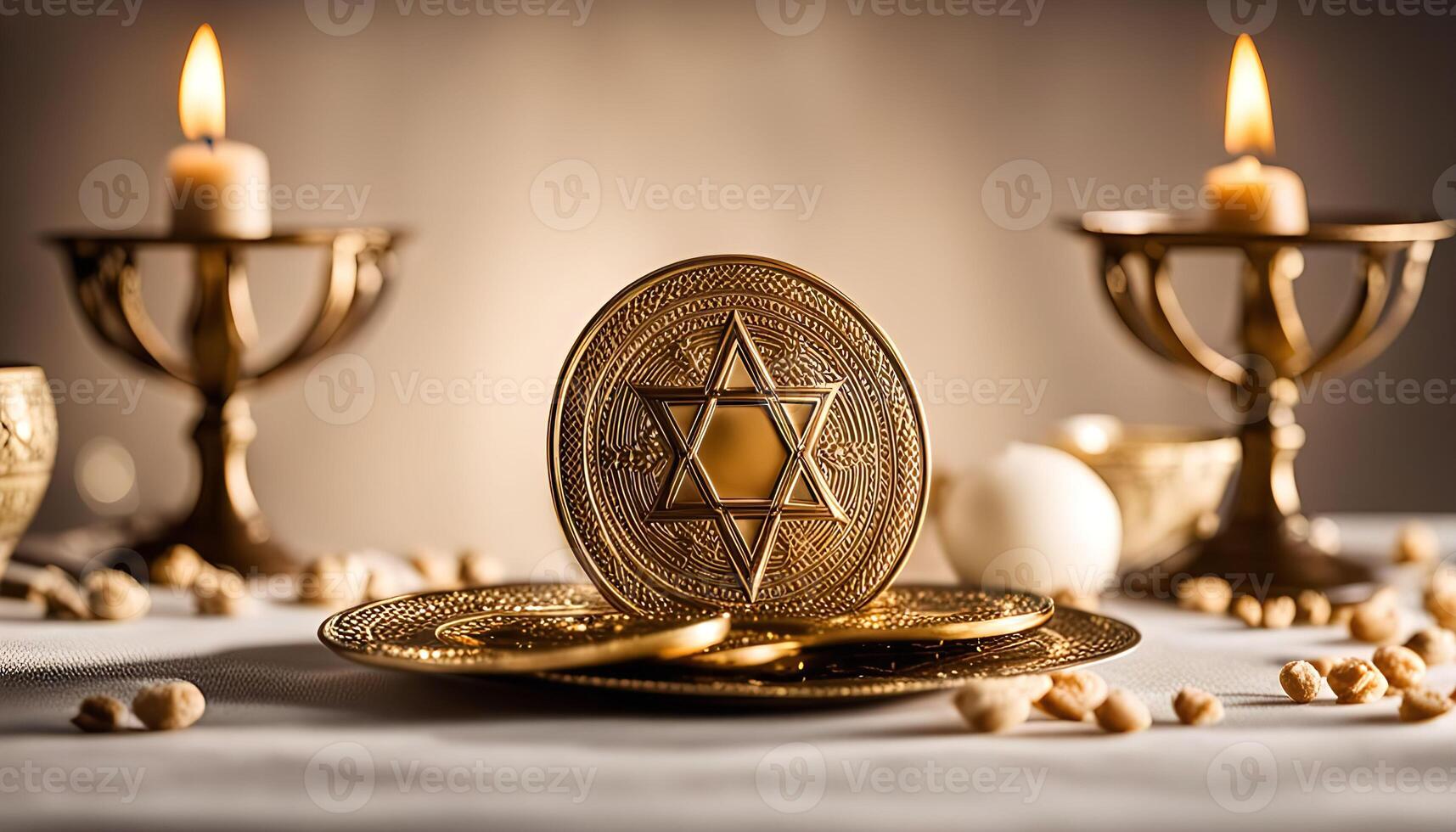 Star of David on a Table with Candles photo