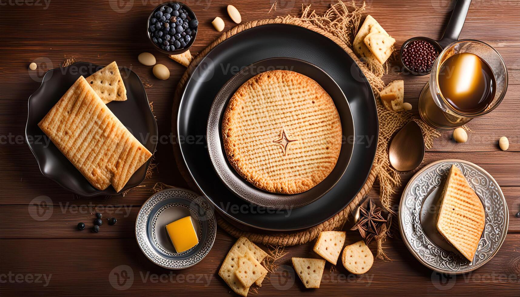Crispy Cookies on Rustic Wooden Surface photo