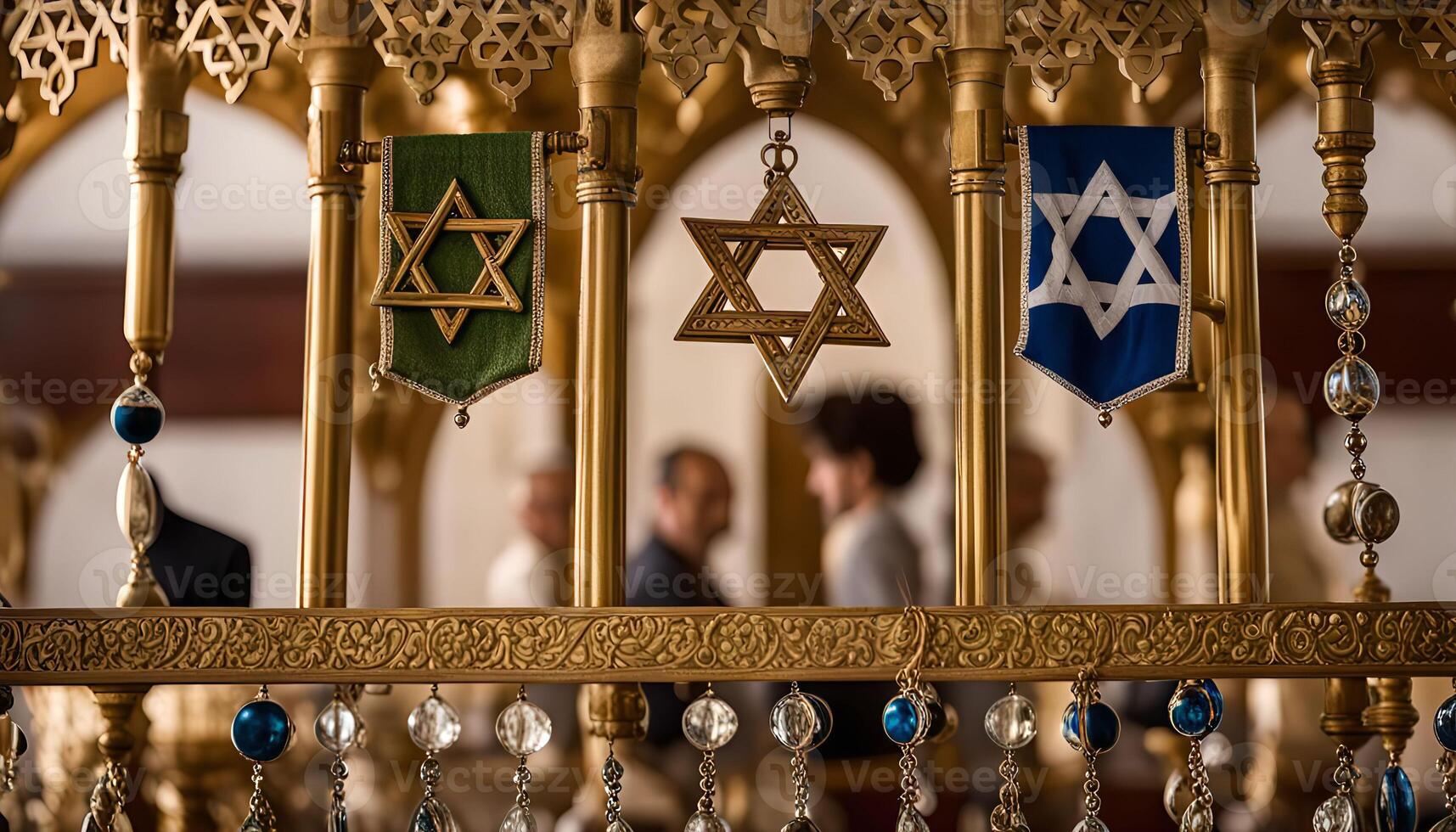 Star of David and Menorah, Jewish Synagogue Interior photo