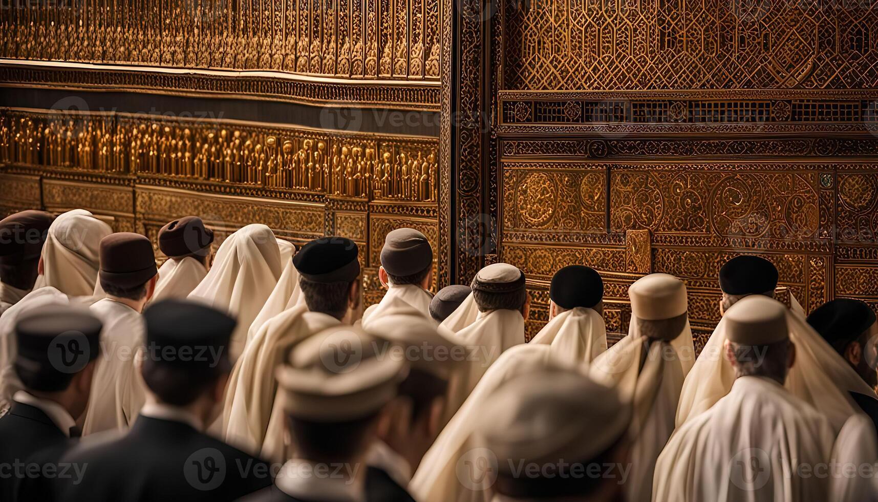 Jewish Men Praying in a Synagogue photo