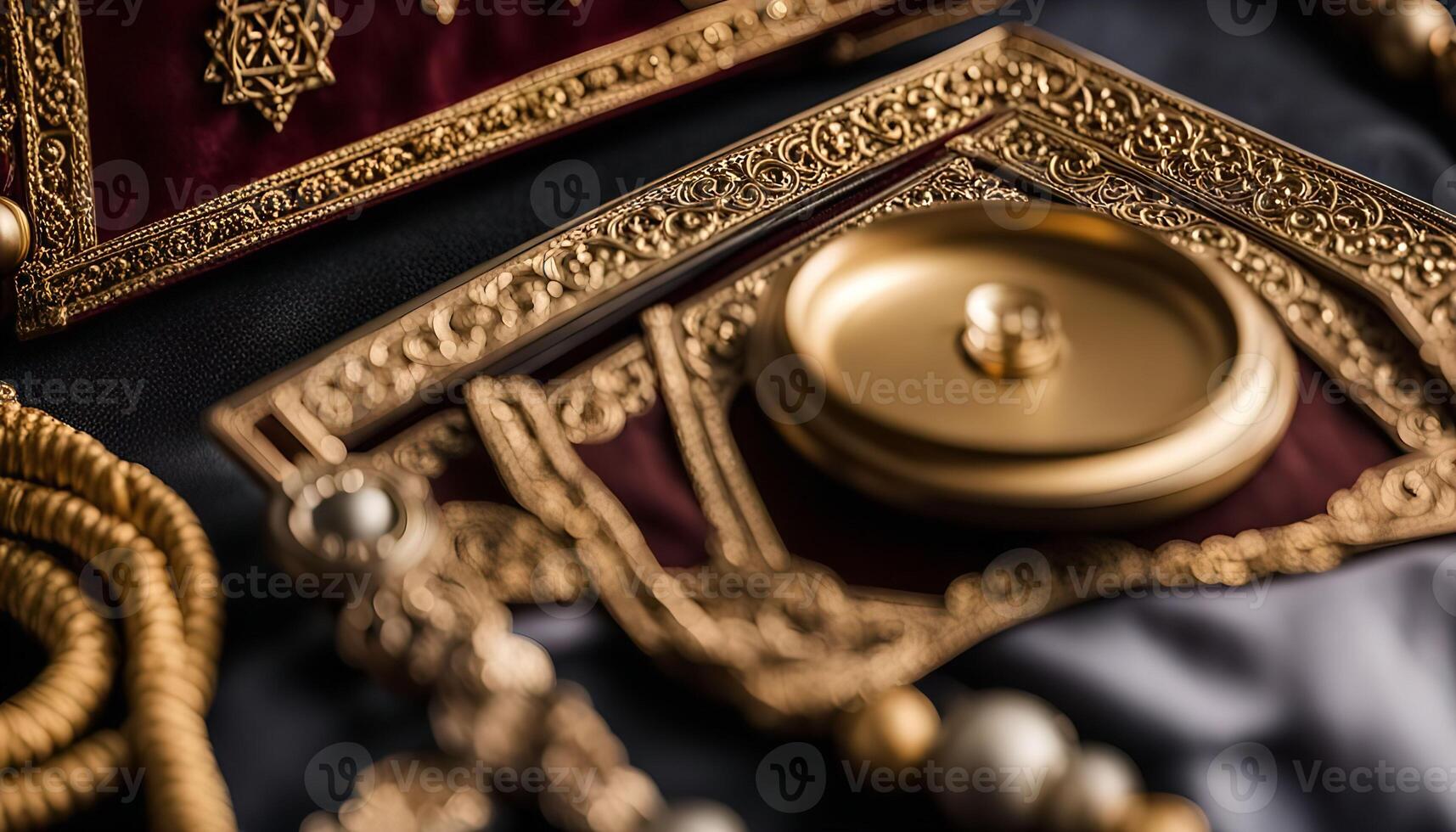 Ornate Gold and Red Religious Artifacts photo