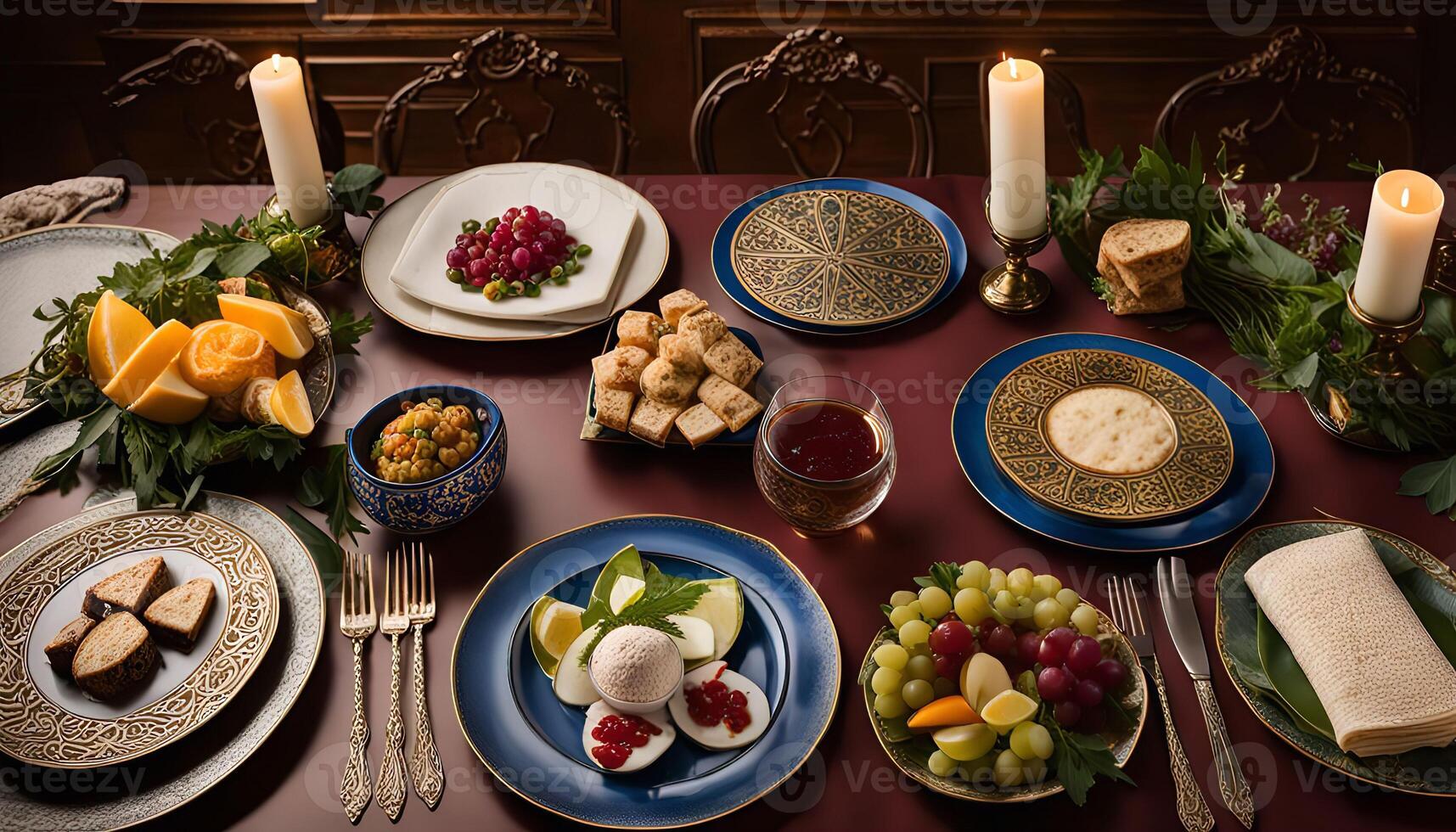 Elegant Table Setting with Intricate Design Plates photo