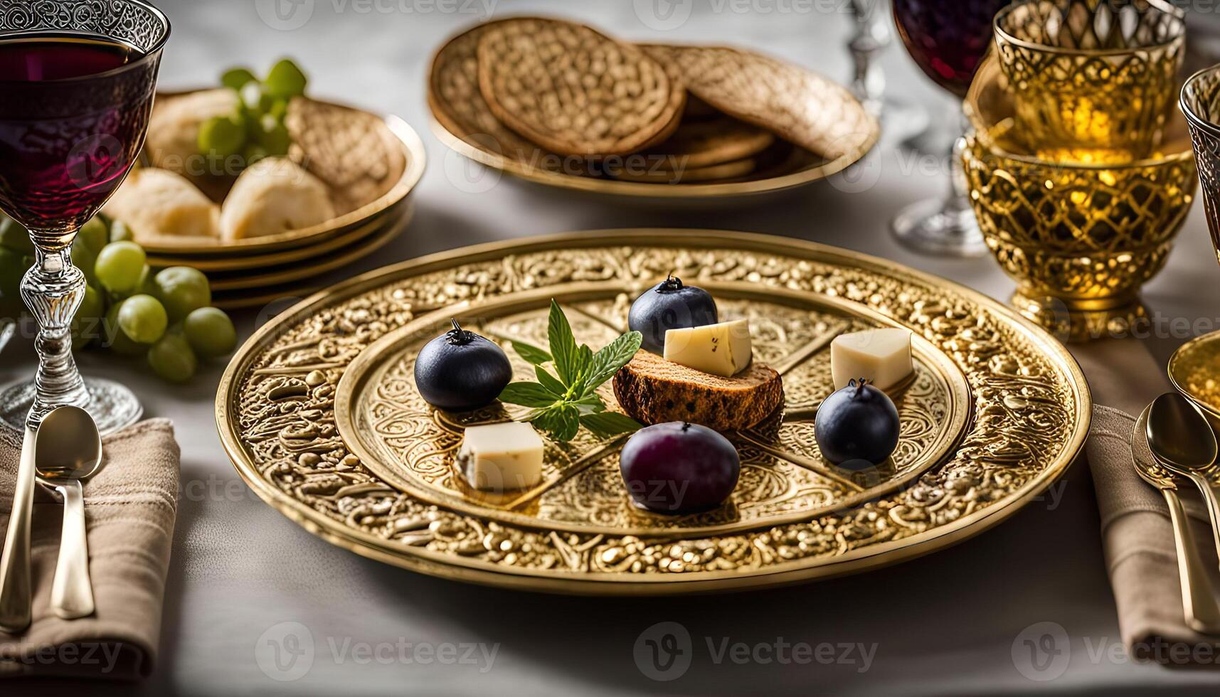 Elegant Gold Plate with Snacks photo