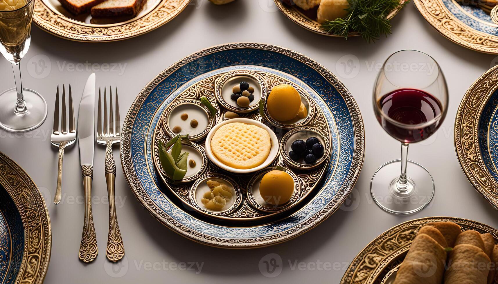 Elegant Table Setting with Wine and Appetizers photo