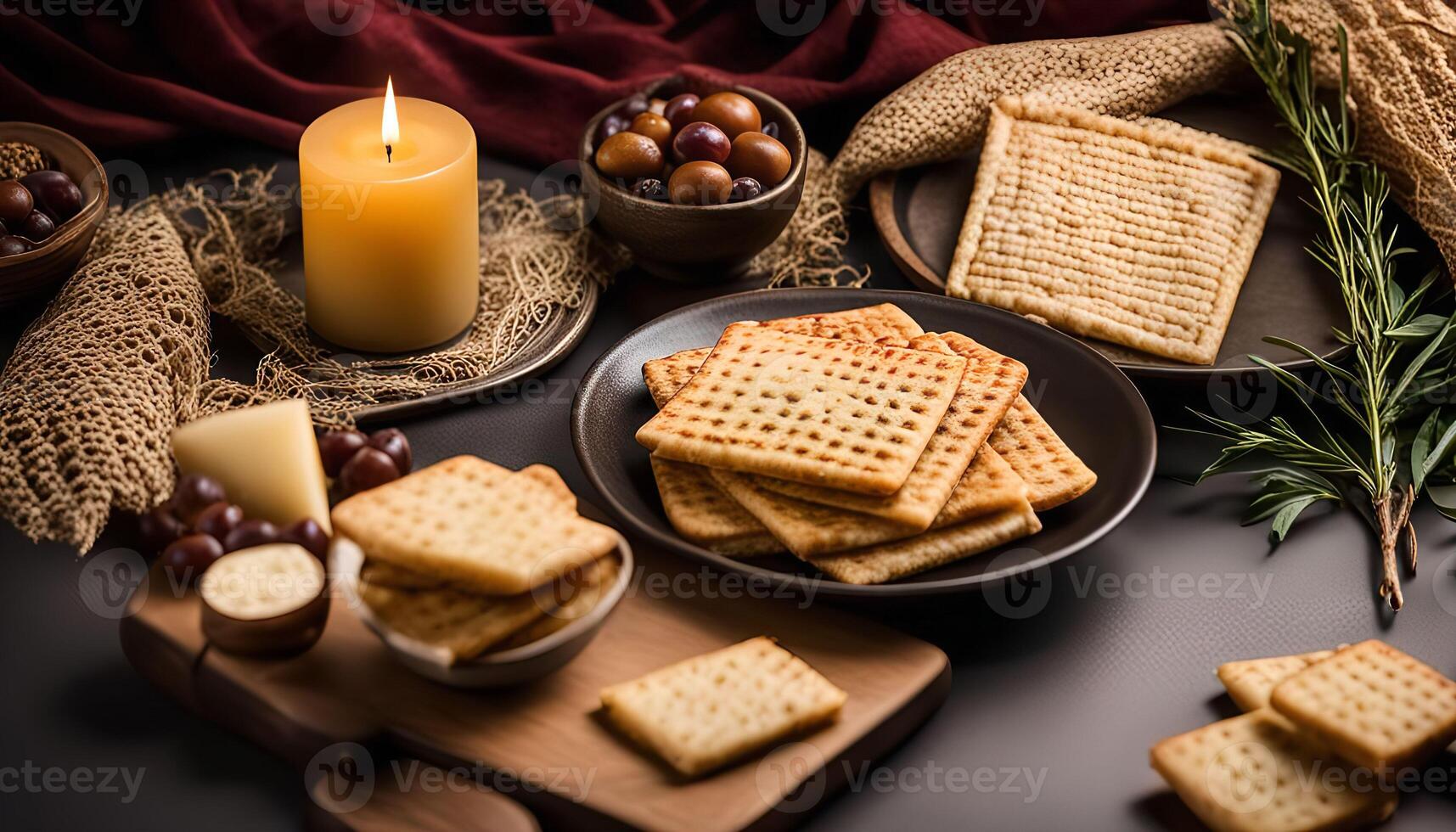 Rustic Crackers and Candlelight Still Life photo