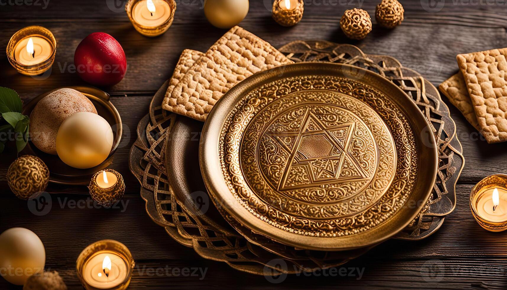 Passover Seder Plate with Star of David photo