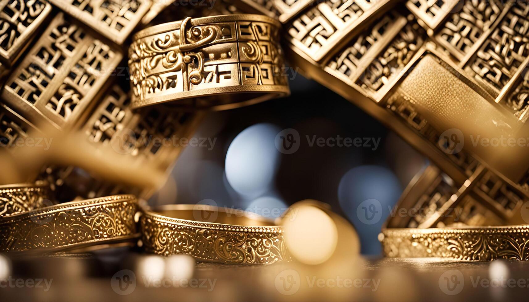 Intricate Golden Jewelry with Delicate Details photo