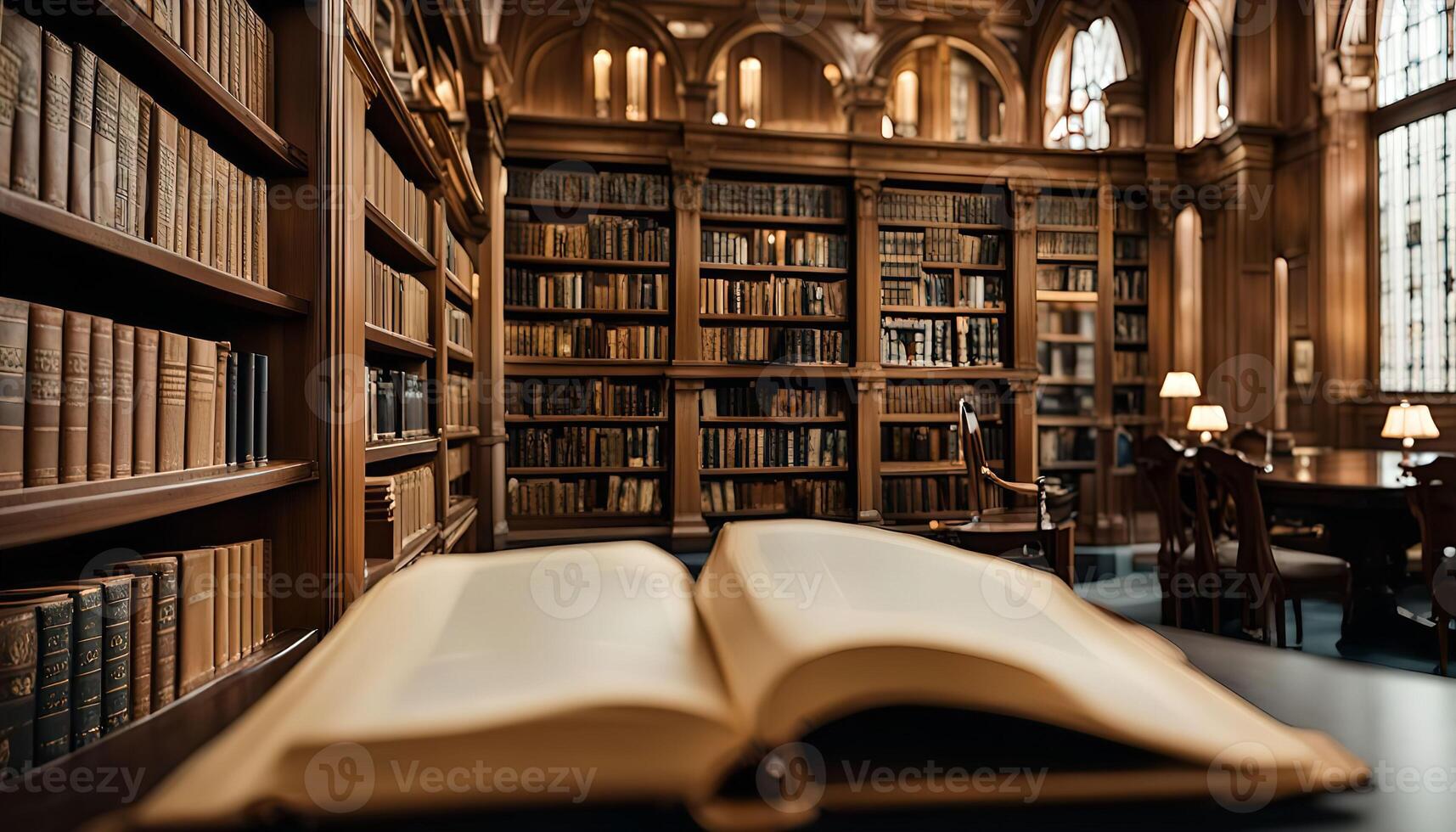Open Book in a Classic Library photo