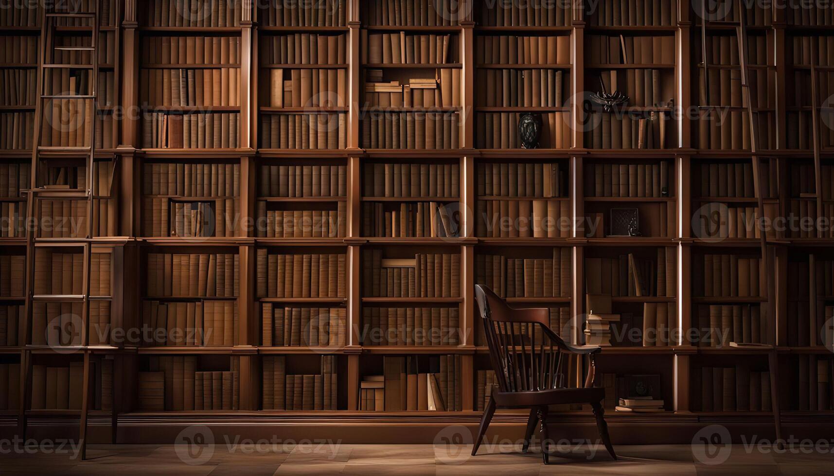 A chair and a bookcase photo
