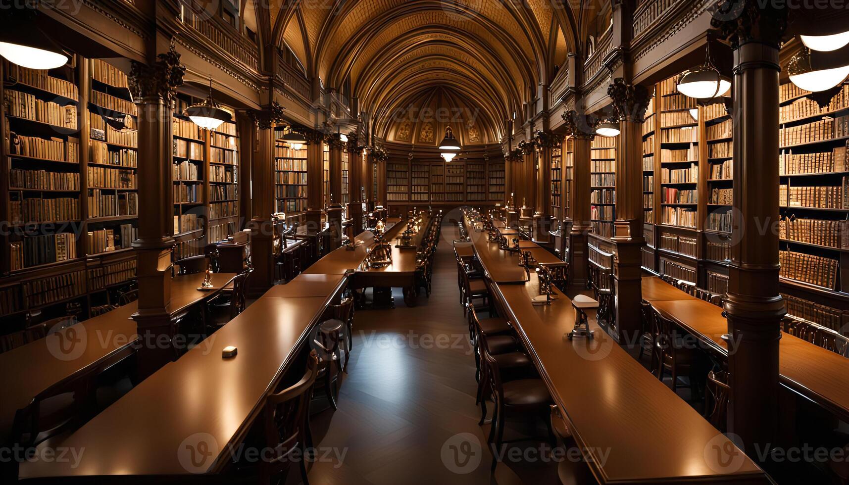 Grand Library Interior A Serene Sanctuary of Knowledge photo