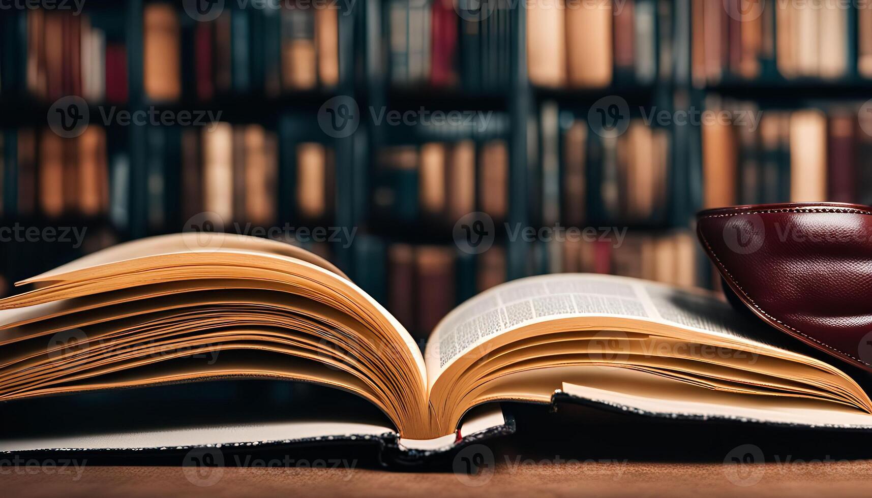 Open Book in a Library Setting photo
