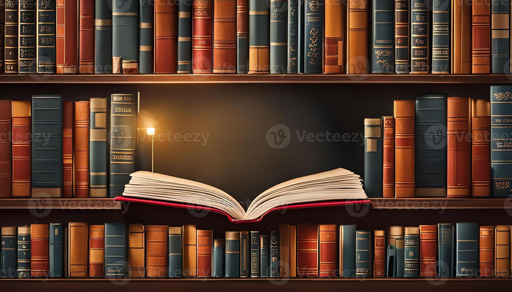 Open Book on a Bookshelf photo