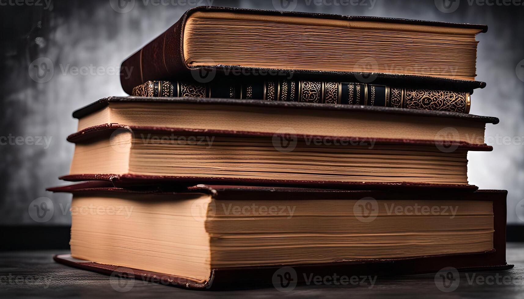 Stack of Old Books on a Table photo