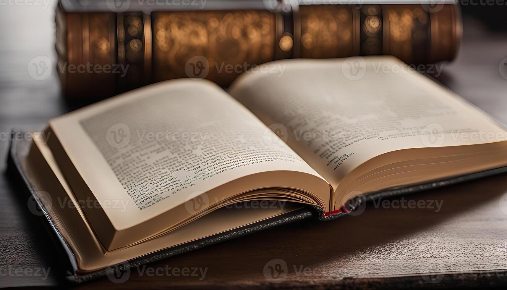 Open Book on a Wooden Surface photo
