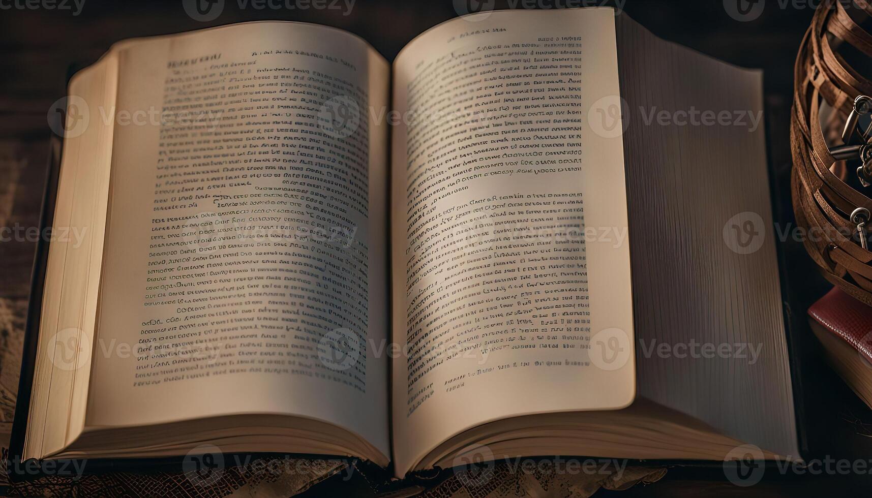 Open Book with Basket and Book photo