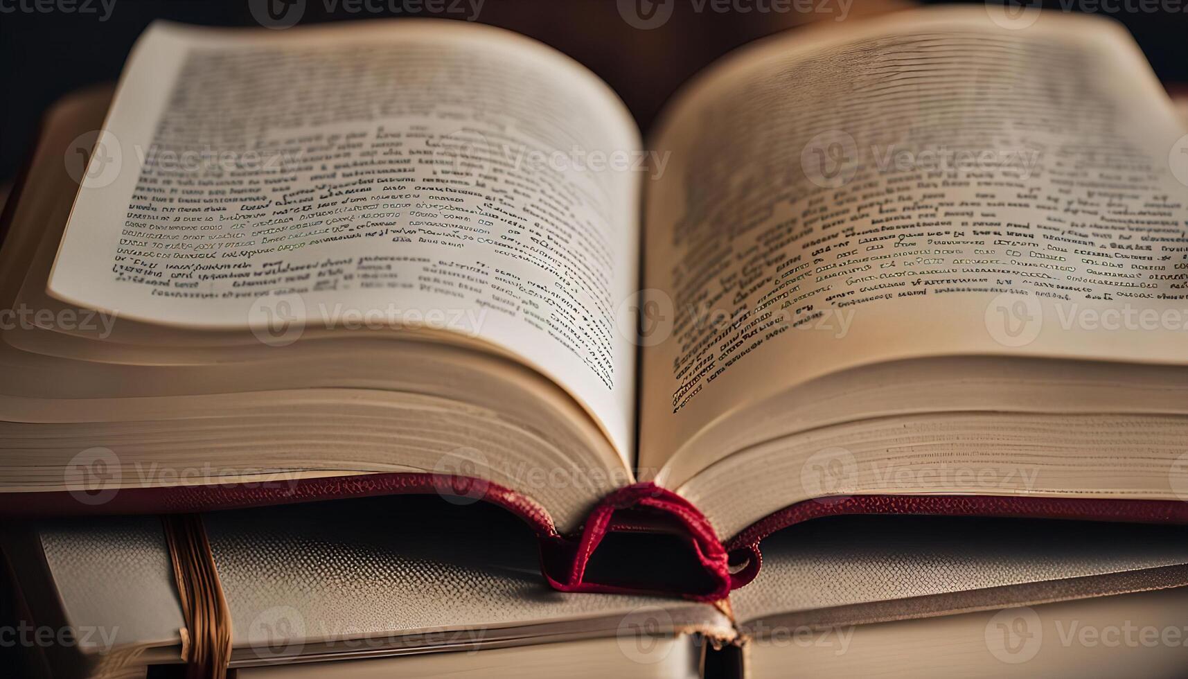 Open Book on a Stack of Books photo