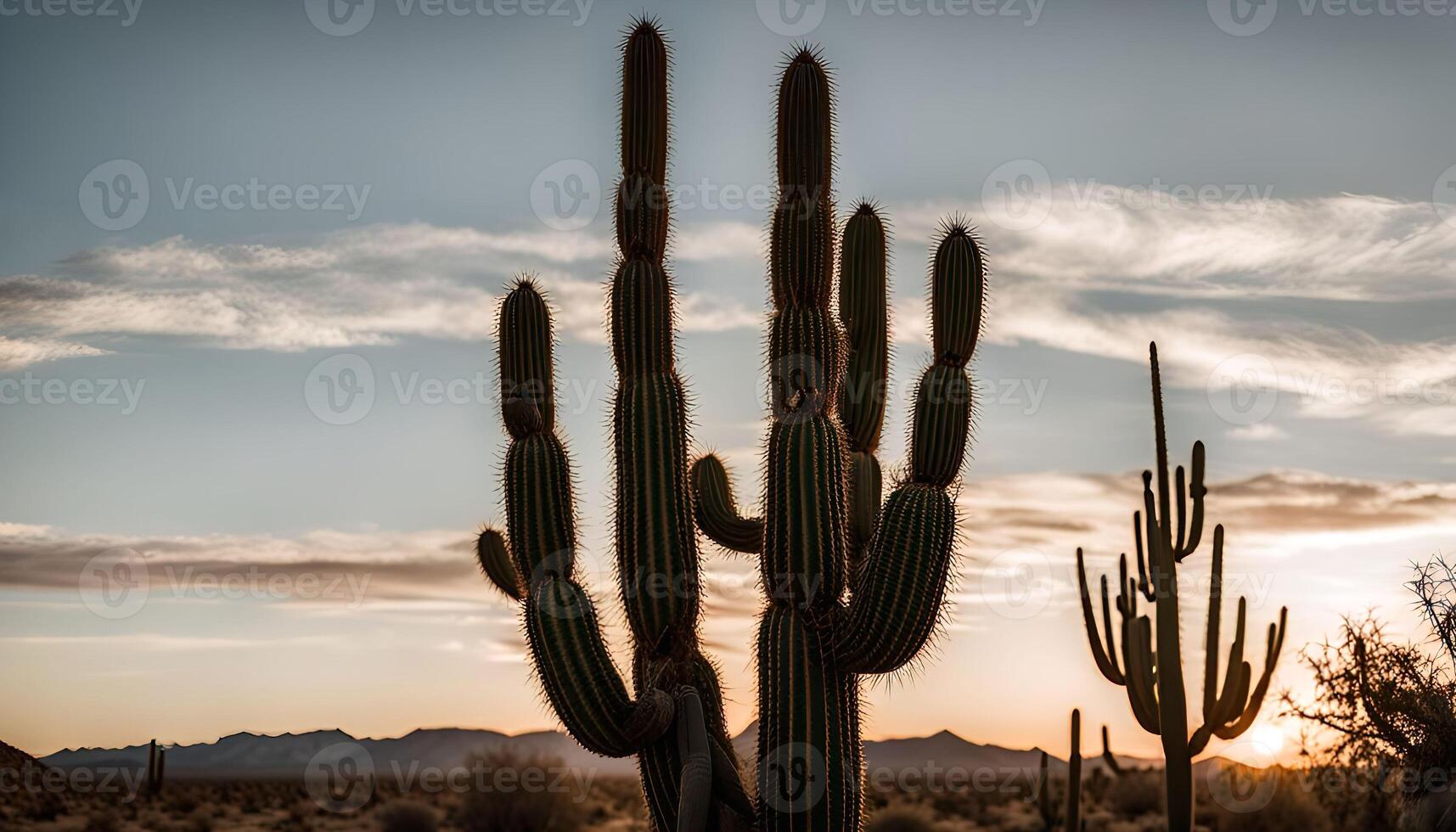Cactus Silhouette at Sunset photo