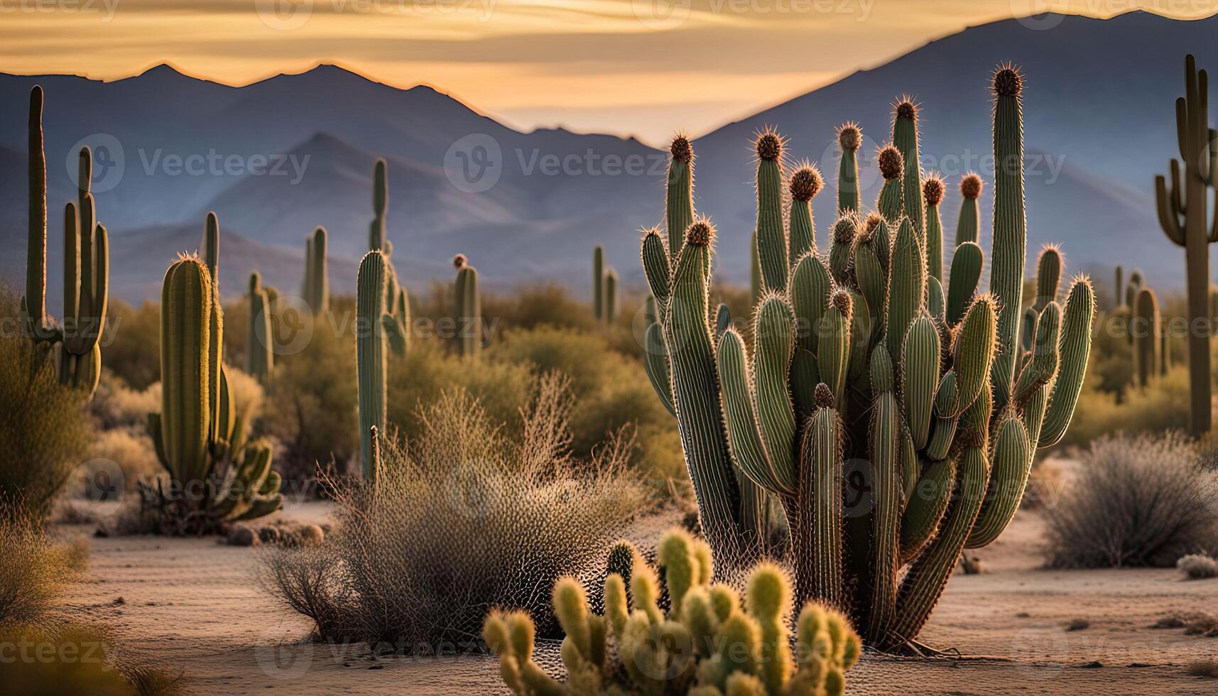 Arizona Cactus Landscape at Sunset photo