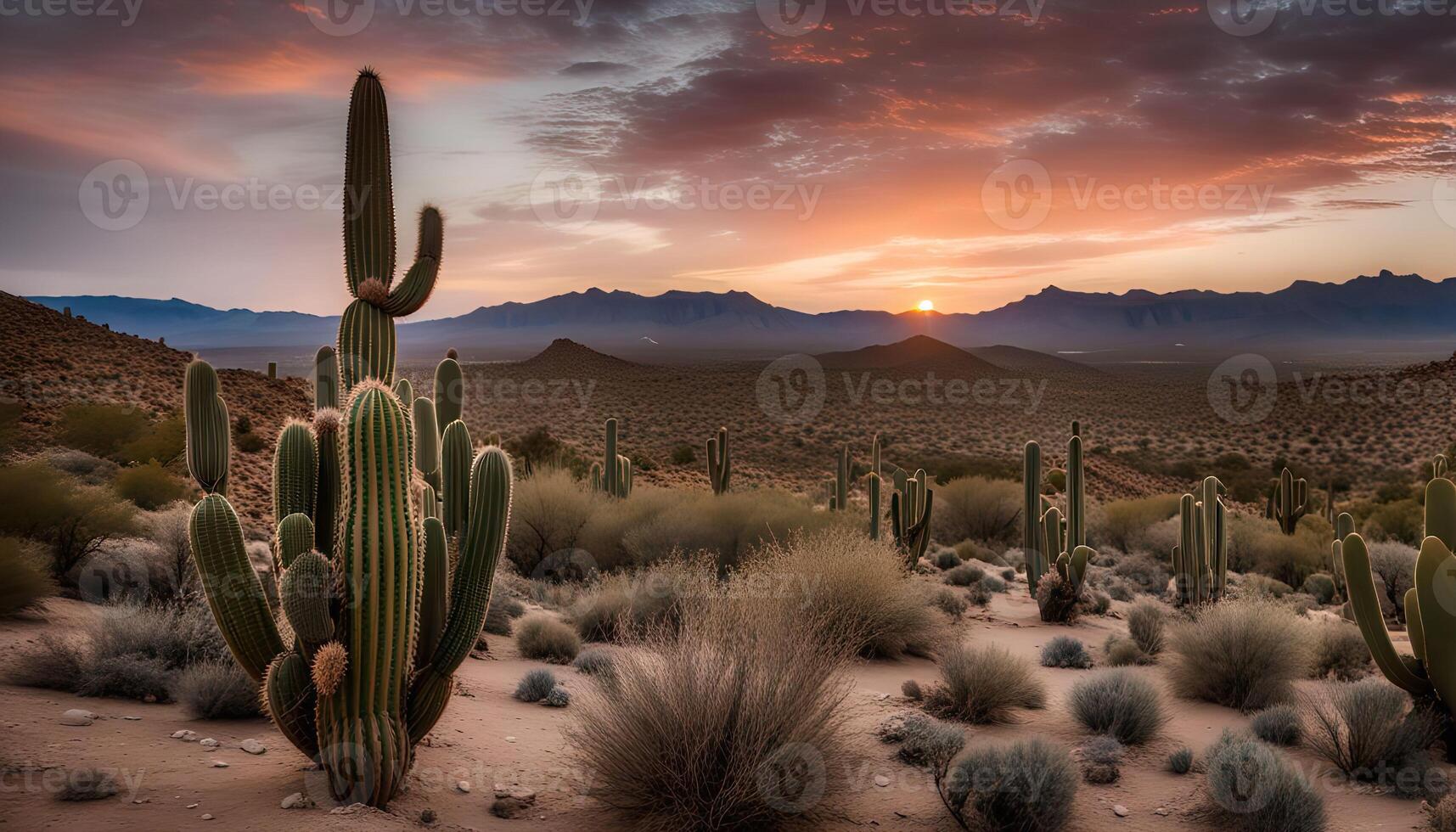 Desert Sunrise with Cactus photo