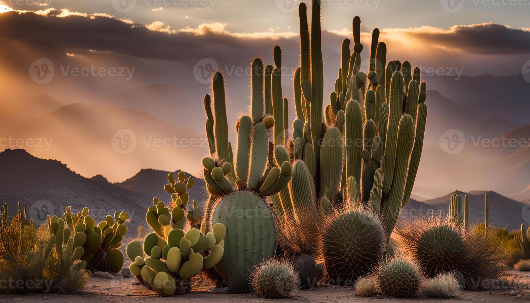 Cactus Sunset in the Desert photo