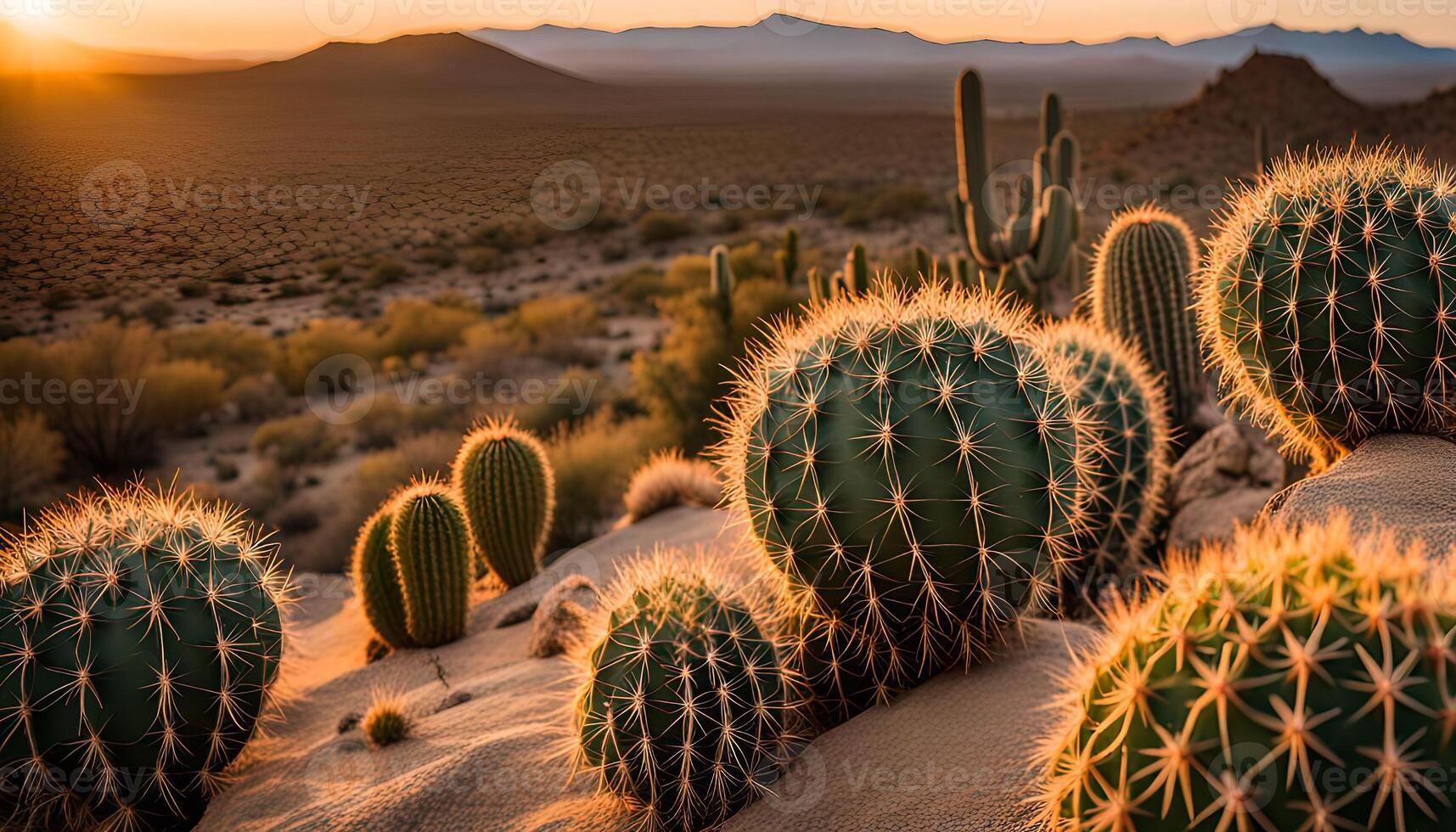 Desert Sunset with Cacti photo