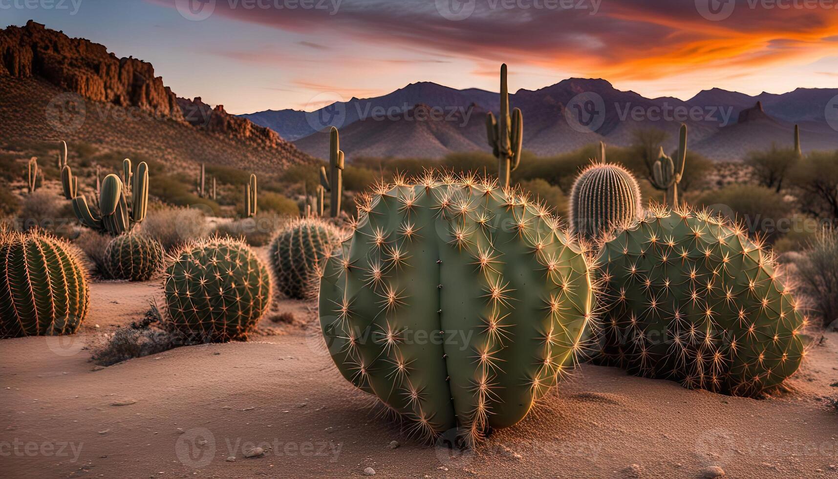Cactus Sunset in the Desert photo
