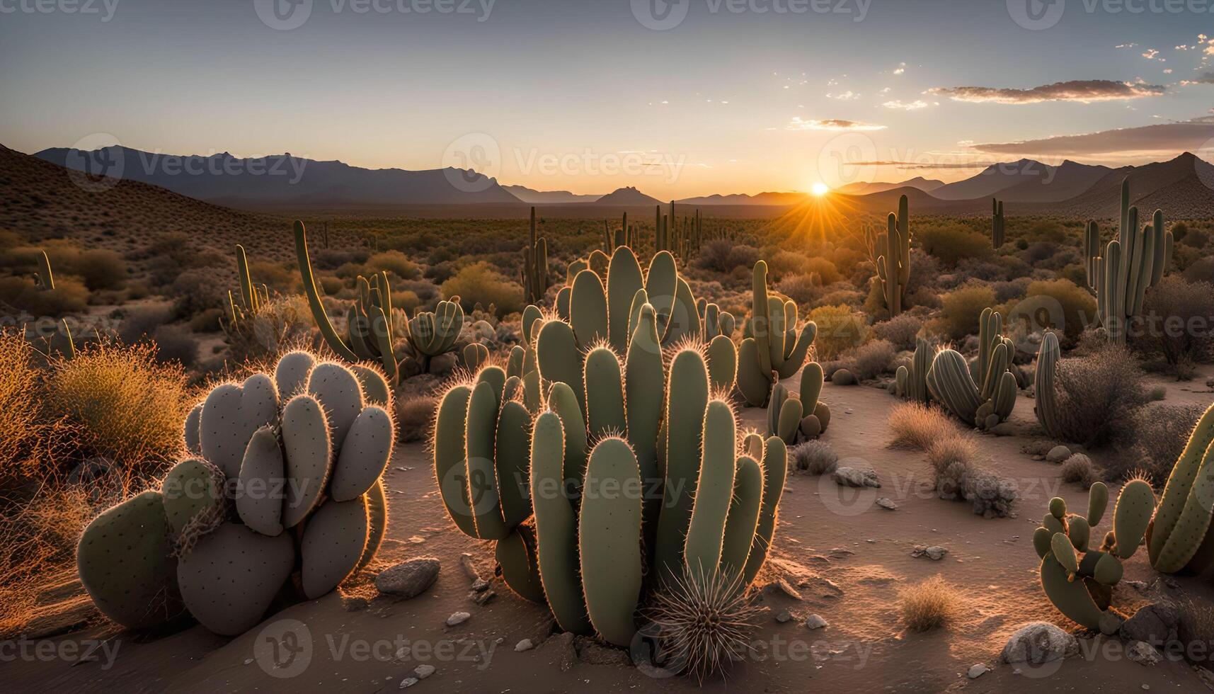 Cactus Sunset in the Desert photo