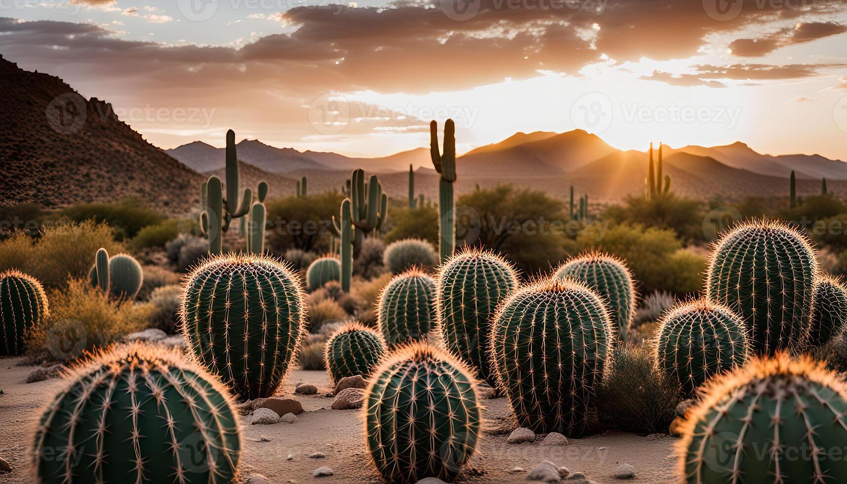 Cactus Sunset in the Desert photo
