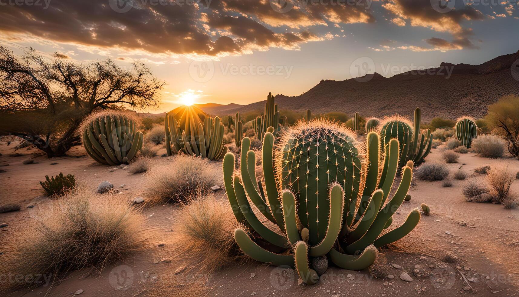 Sunset Over a Desert Landscape photo
